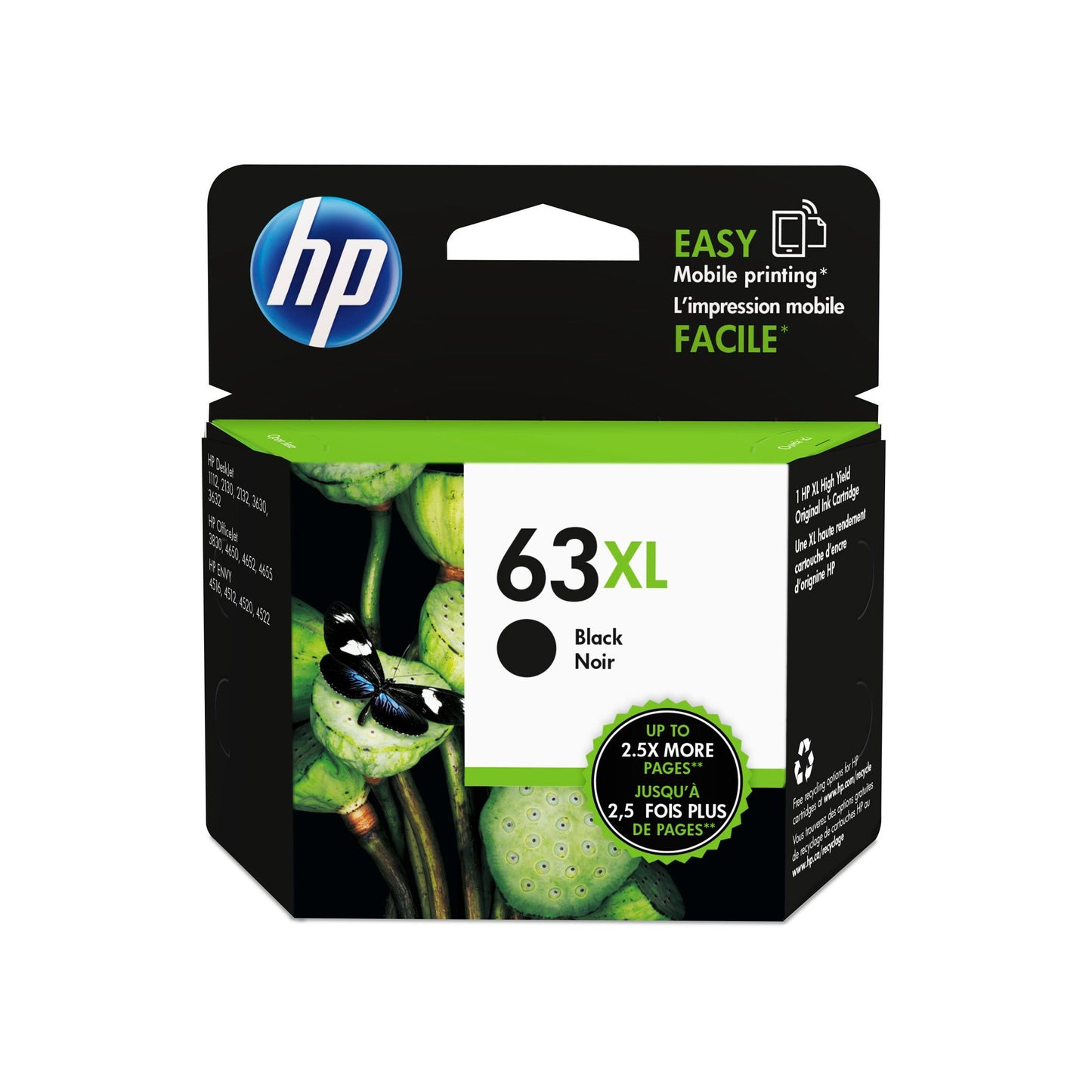 HP 63XL Black Ink - 480 pages