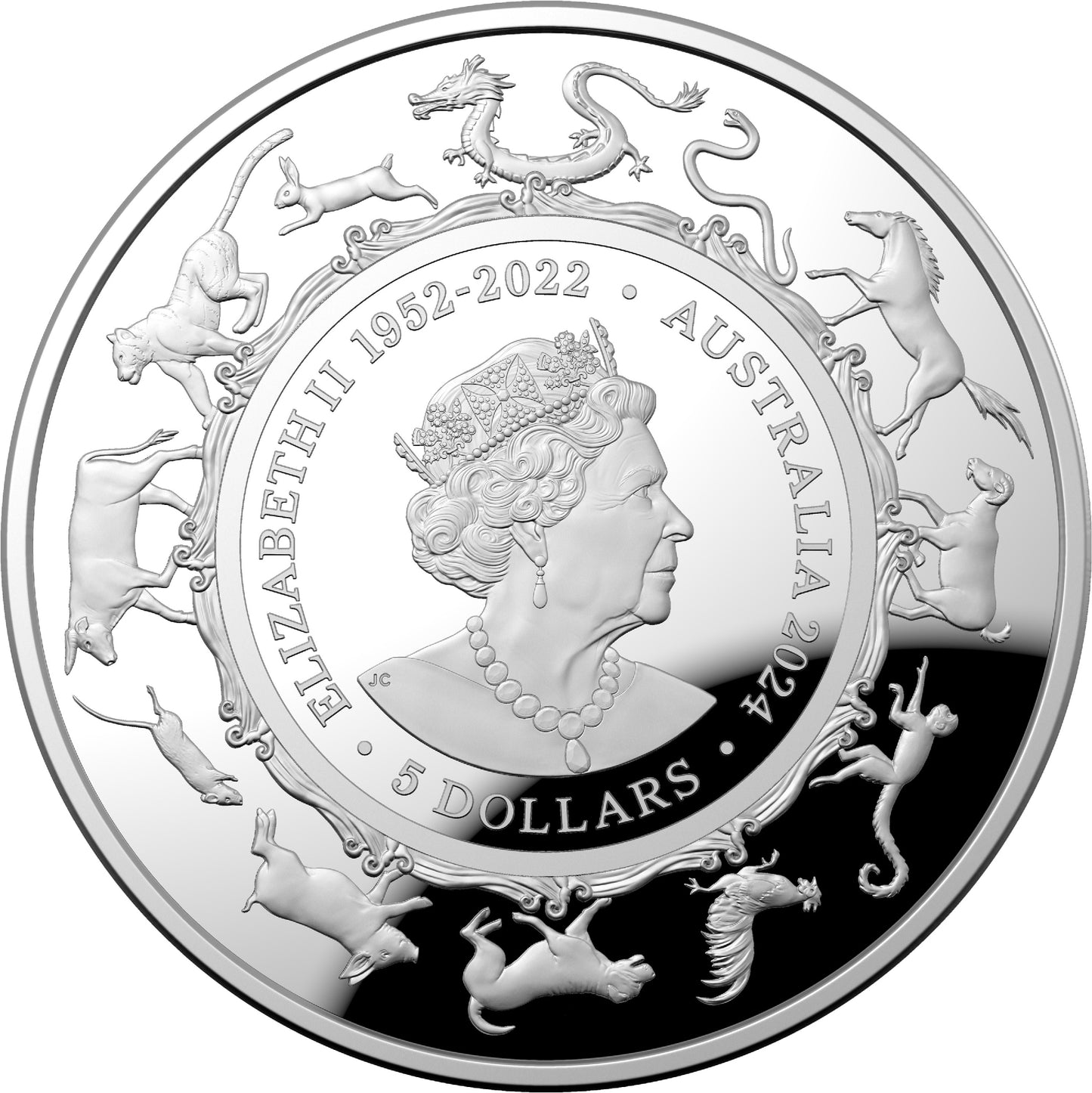 RAM YEAR OF THE DRAGON LUNAR CALENDAR 2024 $5 DOMED FINE SILVER PROOF COIN