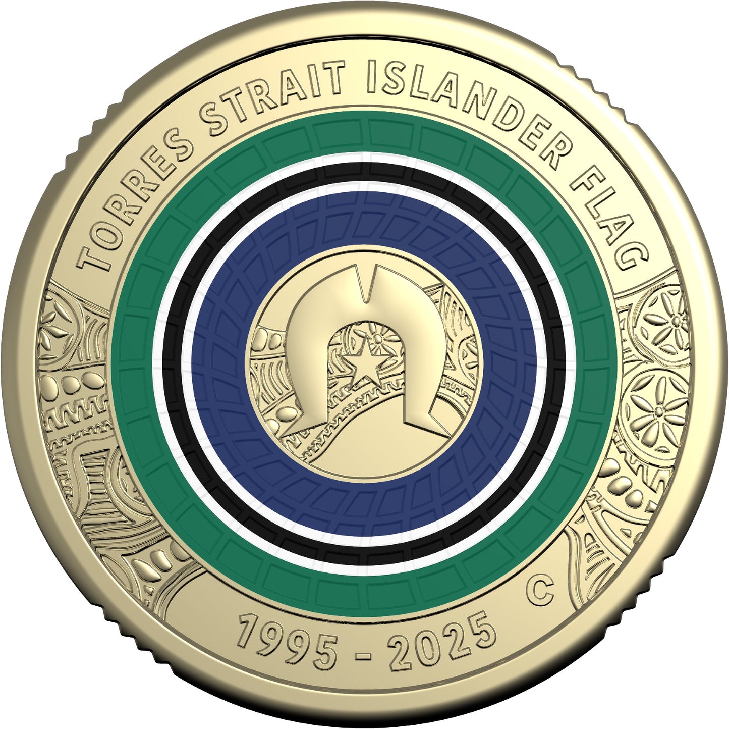 30th Anniversary of the Torres Strait Islander Flag 2025 $2 'C' Mintmark Coloured Uncirculated Coin