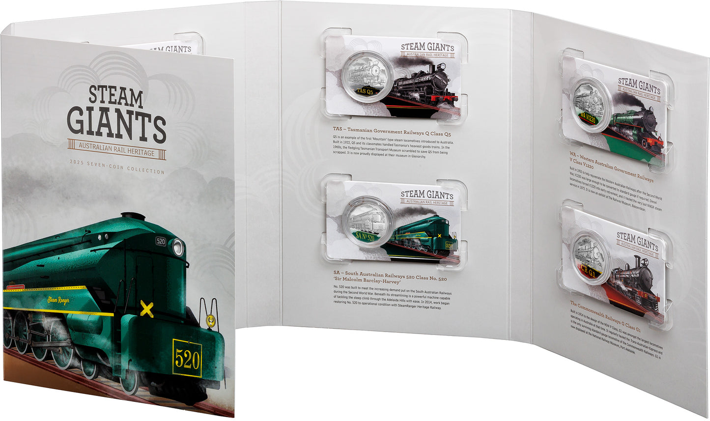 STEAM GIANTS 2025 50C COLOURED UNCIRCULATED SEVEN-COIN COLLECTION