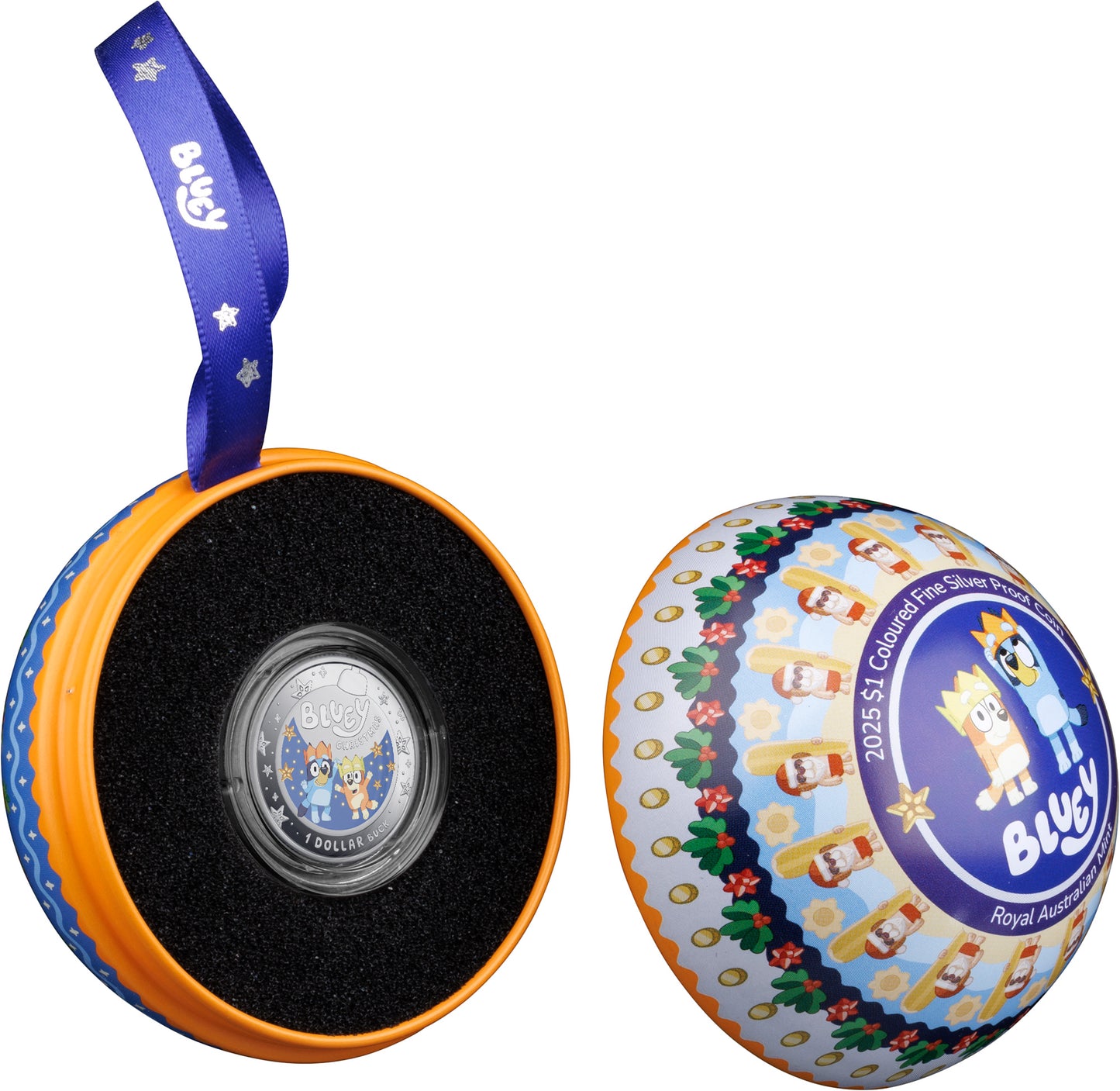 BLUEY PACK CHRISTMAS $1 PROOF SILVER/COLOURED 25MM ROYAL AUSTRALIA MINT