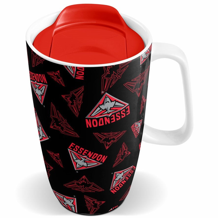 AFL TRAVEL MUG W/HANDLE ESSENDON BOMBERS