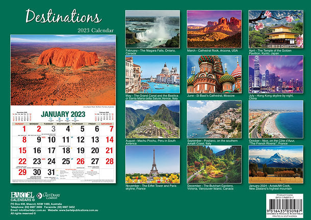 CALENDAR 2025 BIG PRINT DESTINATIONS