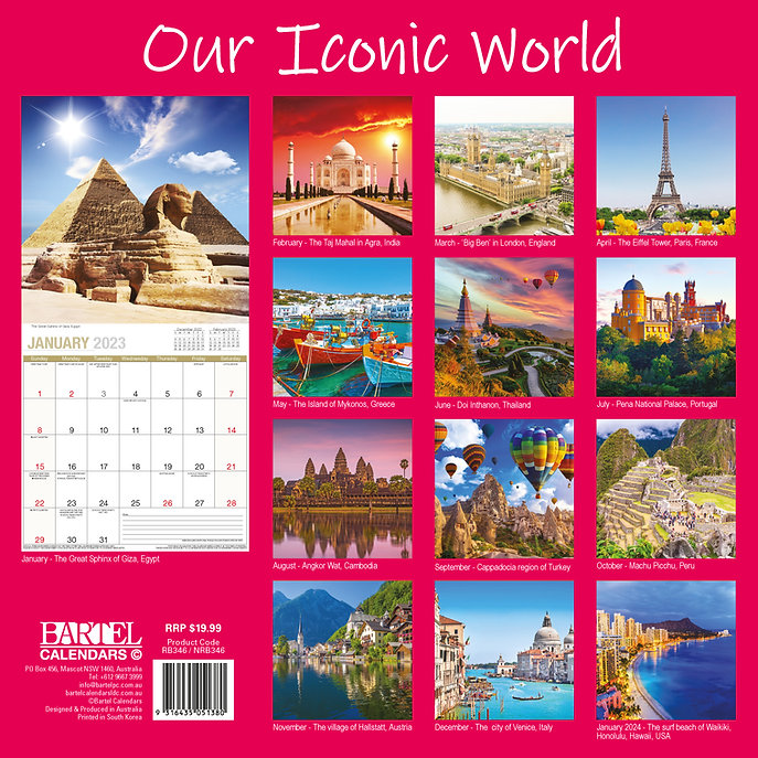 CALENDAR 2025 300X300MM OUR ICONIC WORLD