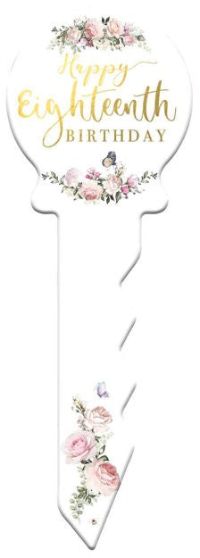 18TH BIRTHDAY KEY PRETTY FLORAL