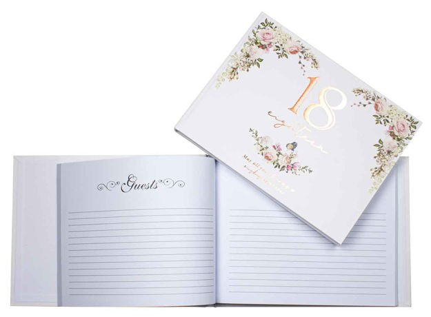 GUEST BOOK 18TH FLORAL ROSE GOLD