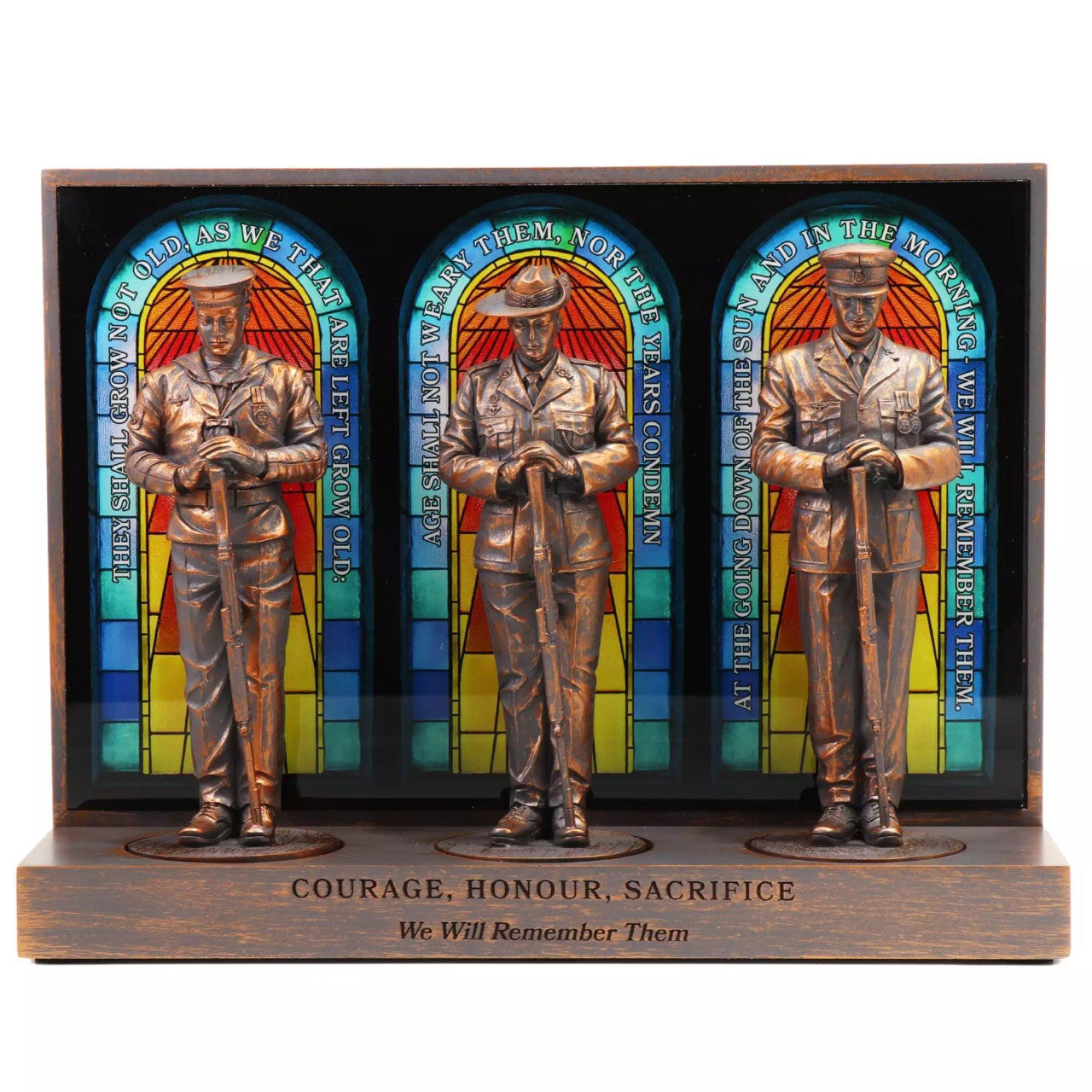 COURAGE HONOUR SACRAFICE WE WILL REMEMBER THEM FIGURINE