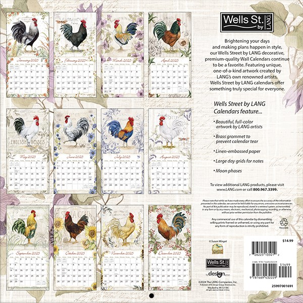 BROWN TROUT ROOSTERS 2025 SQUARE CALENDAR 2