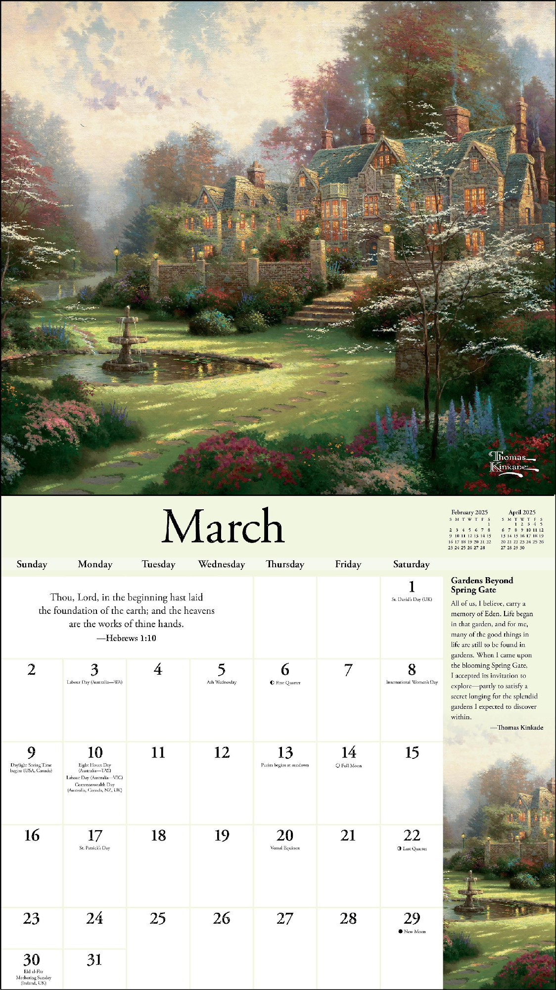 BROWN TROUT THOMAS KINKADE SPECIAL COLLECTOR'S EDITION WITH SCRIPTURE 2025 DELUXE WITH PRINT CALENDAR