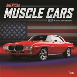 BROWN TROUT AMERICAN MUSCLE CARS 2025 SQUARE FOIL CALENDAR