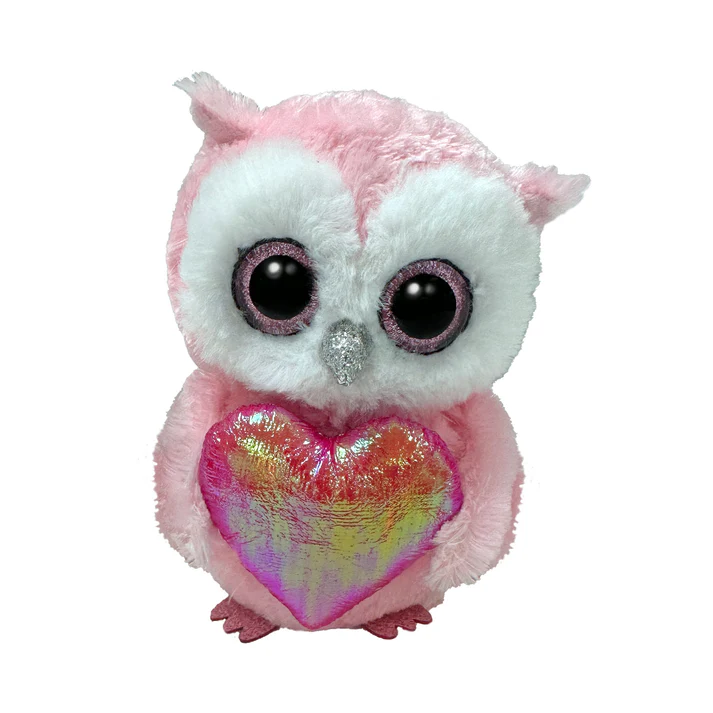 BEANIE BOO REG - WHISPER THE PINK OWL WTH HEART