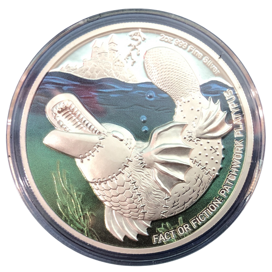 NIUE PLATYPUS FACT OR FICTION PATCHWORK $5 2024 2oz SILVER PROOF COIN