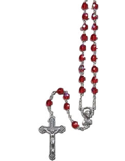 ROSARY AB ROUND RUBY 6MM BOXED