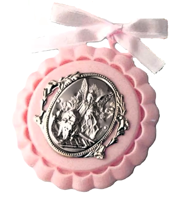 CRIB MEDALLION GUARDIAN ENGEL PINK