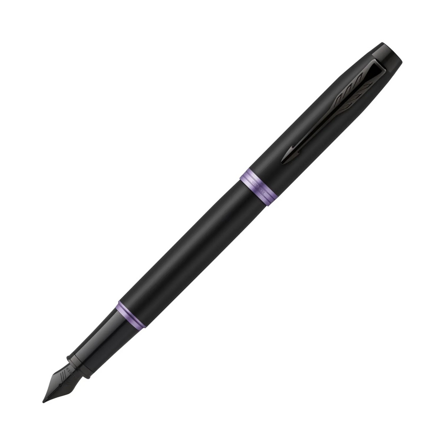 PEN PARKER IM V/RING SATIN BLK LACQUER W/ AMETHYST PURP ACCENTS FOUNTAIN M