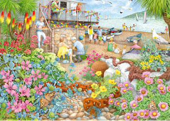 RAVENSBURGER BEACH GARDEN CAFE PUZZLE 1000PC JIGSAW