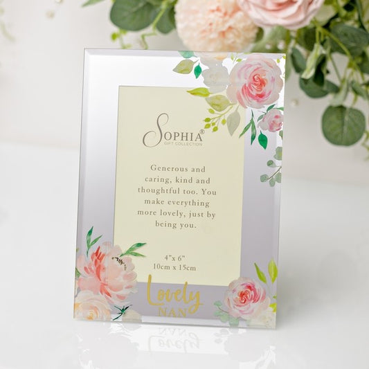 Peaches & Cream Glass Mirror Photo Frame 4" X 6" Nan