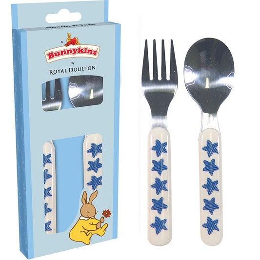 BUNNYKINS BABY GIFT SPOON & FORK SHINING STARS