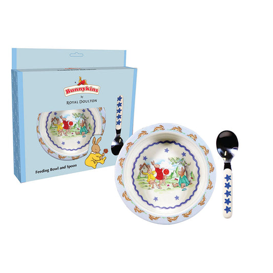 BUNNYKINS FEEDING BOWL & SPOON SHINING STAR BLUE