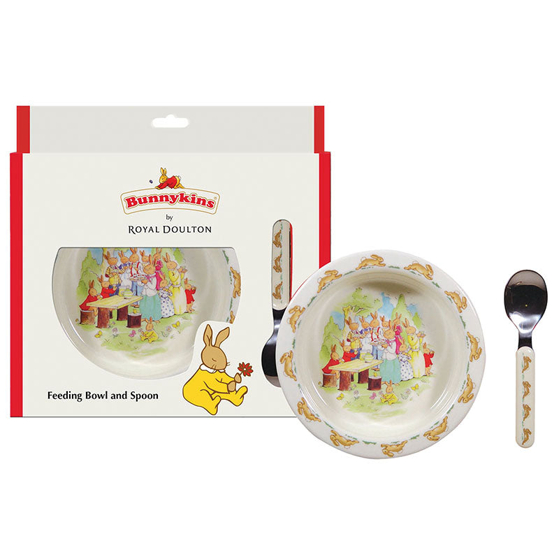 BUNNYKINS FEEDING BOWL & SPOON RUNNING RED