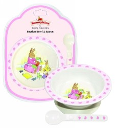 BUNNYKINS BABY GIFT SUCTION BOWL & SPOON SWEETHEARTS PINK