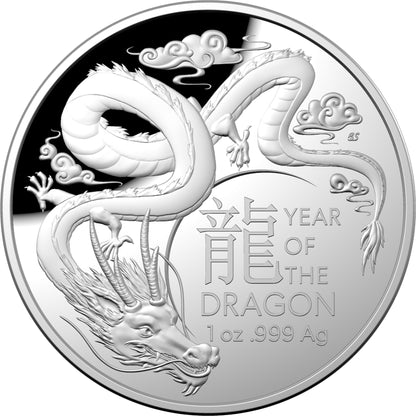 RAM YEAR OF THE DRAGON LUNAR CALENDAR  2024 $5 DOMED FINE SILVER PROOF COIN