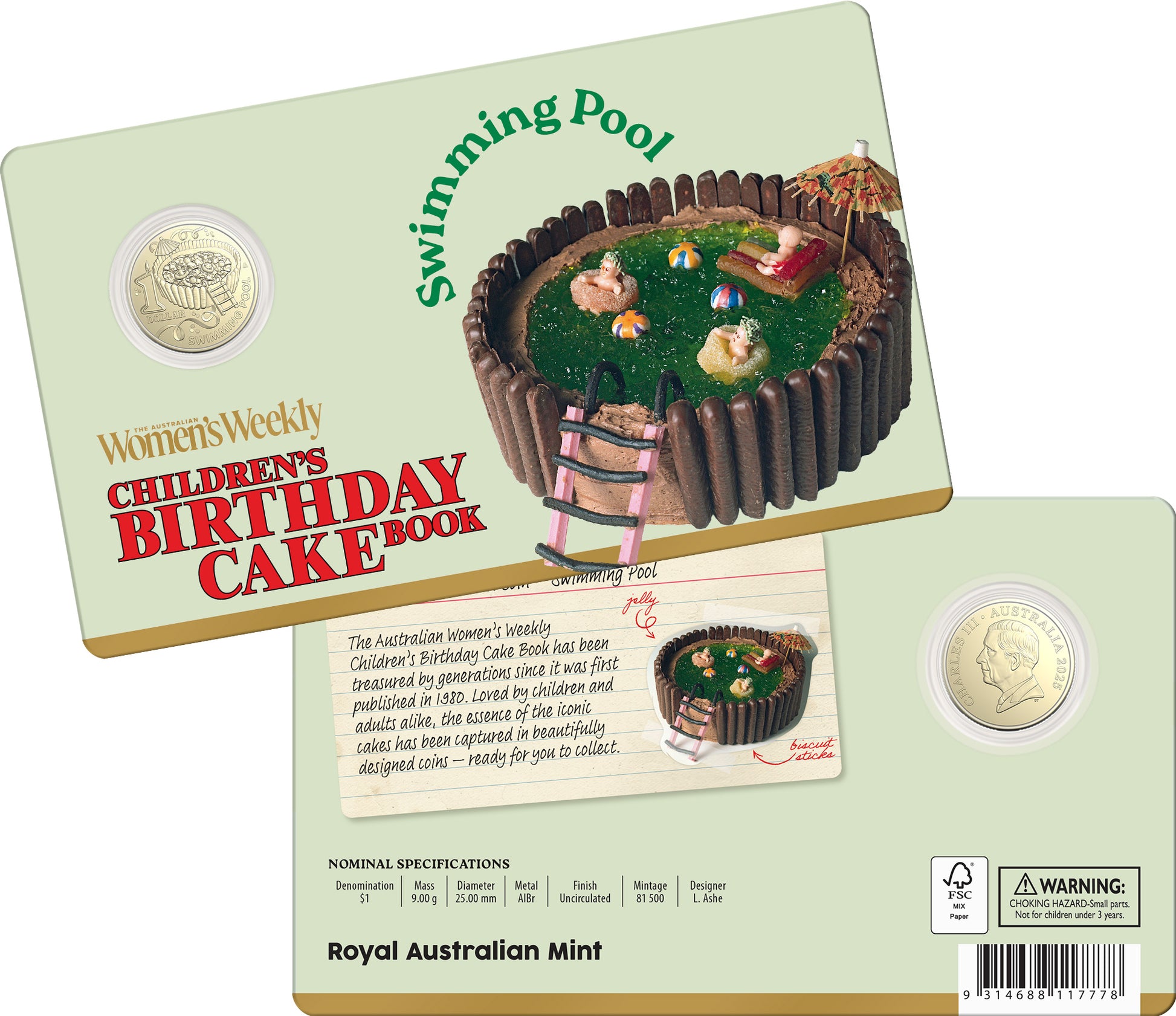RAM AWW CHILDRENS BIRTHDAY COOKBOOK $1 COIN SWIMMING POOL