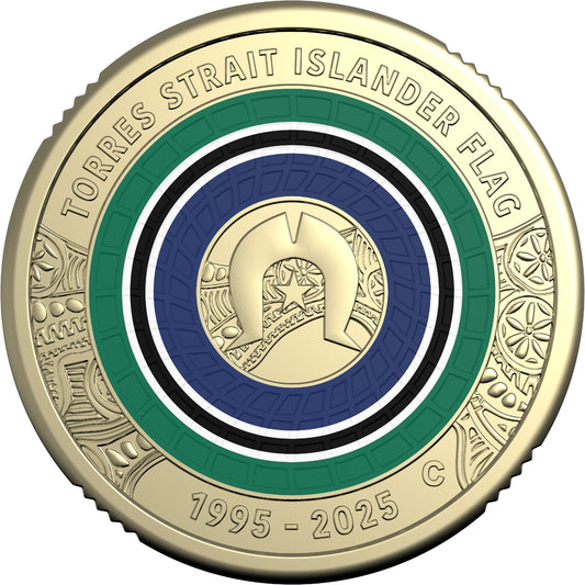 30th Anniversary of the Torres Strait Islander Flag 2025 $2 'C' Mintmark Coloured Uncirculated Coin