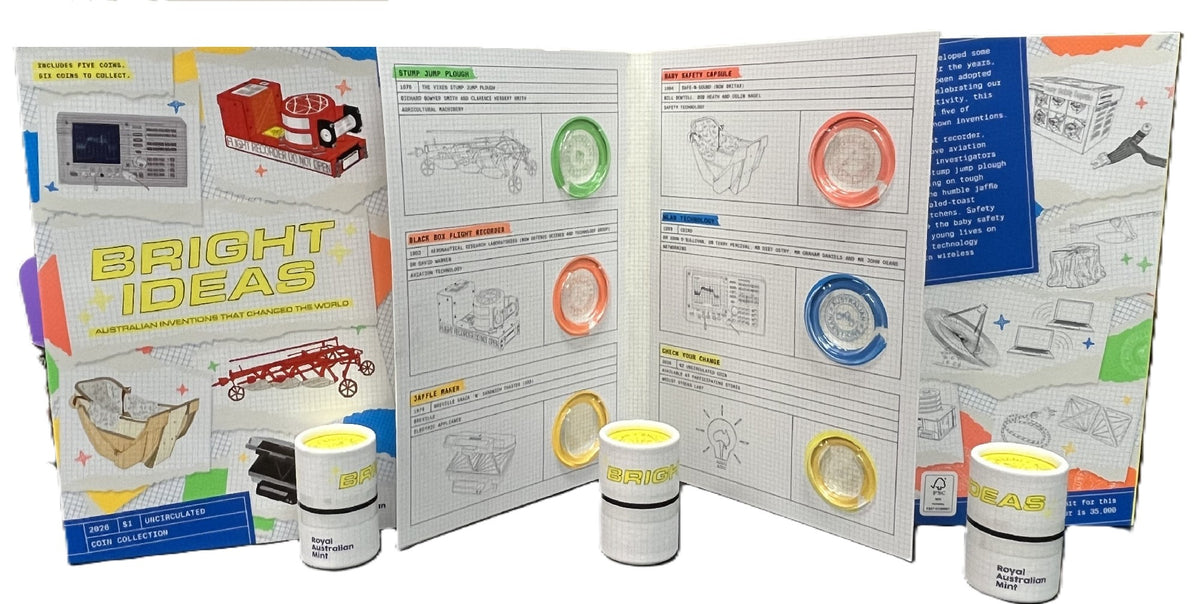 BRIGHT IDEAS 2026 $1 UNCIRCULATED COLLECTION FOLDER AND FIVE COIN SET