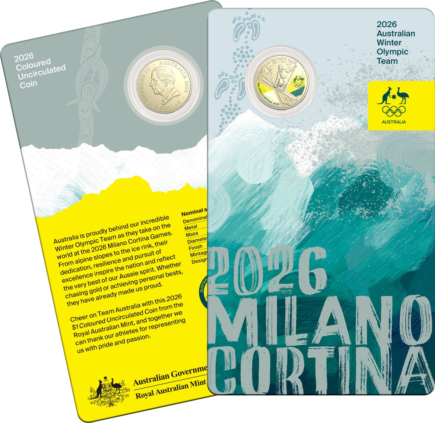 WINTER OLYMPICS $1 UNC COLOURED