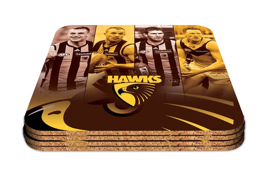 AFL PLAYER COASTER SET 4 HAWTHORN