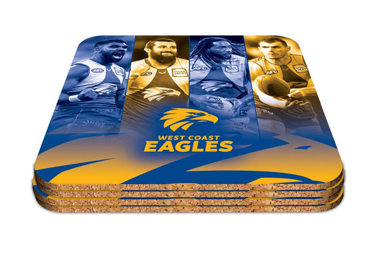 AFL PLAYER COASTER SET 4 WES COAST EAGLES