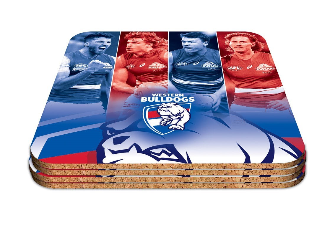 AFL PLAYER COASTER SET 4 WESTERN BULLDOGS