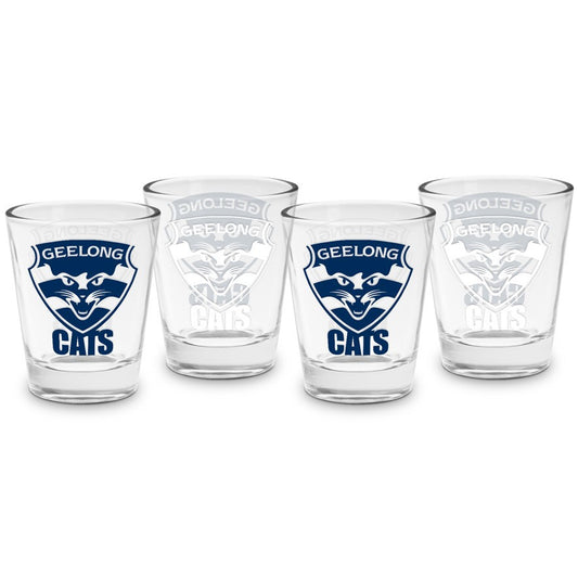 AFL SHOT GLASS 4 PACK GEELONG