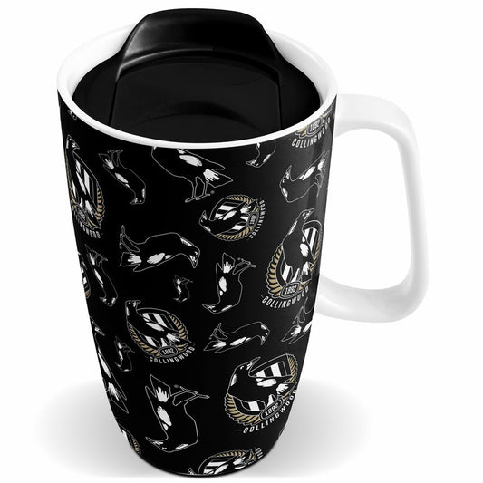 AFL TRAVEL MUG W/HANDLE COLLINGWOOD MAGPIES