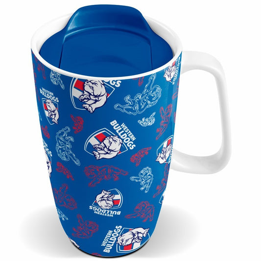 AFL TRAVEL MUG W/HANDLE WESTERN BULLDOGS