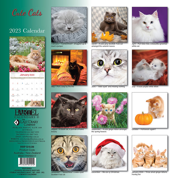 CALENDAR 2025 300X300MM CUTE CATS