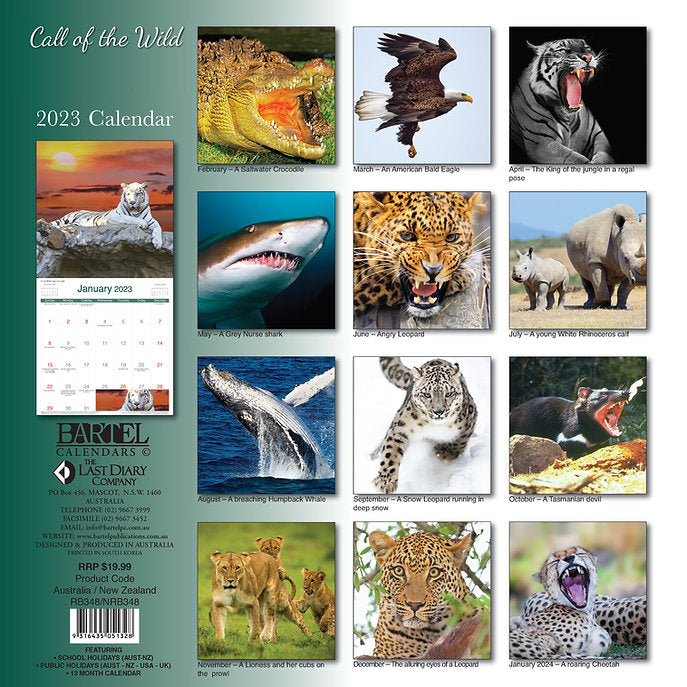 CALENDAR 2025 300X300MM THE CALL OF THE WILD