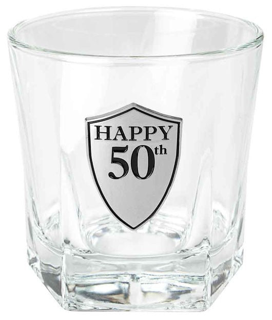 50TH WHISKY GLASS 250ML