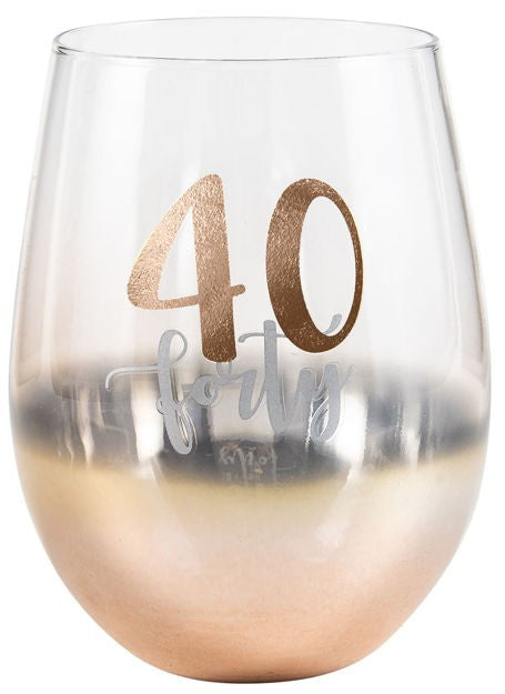 40TH STEMLESS OMBRE WINE GLASS