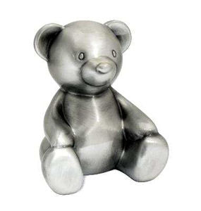 PEWTER PLATE BEAR MONEY BANK 10CM