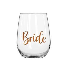 STEMLESS WINE BRIDE ROSE GOLD 600ML
