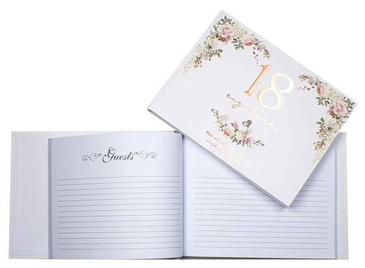 GUEST BOOK 18TH FLORAL ROSE GOLD