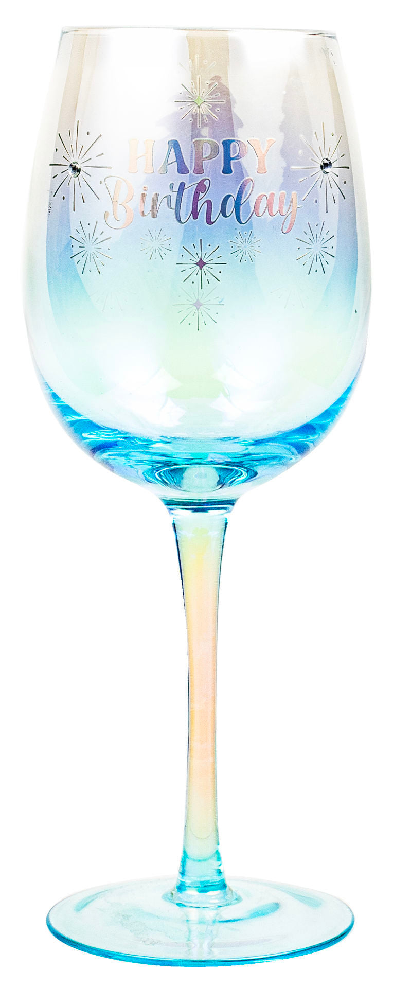 HAPPY BIRTHDAY WINE GLASS HOLOGRAPHIC