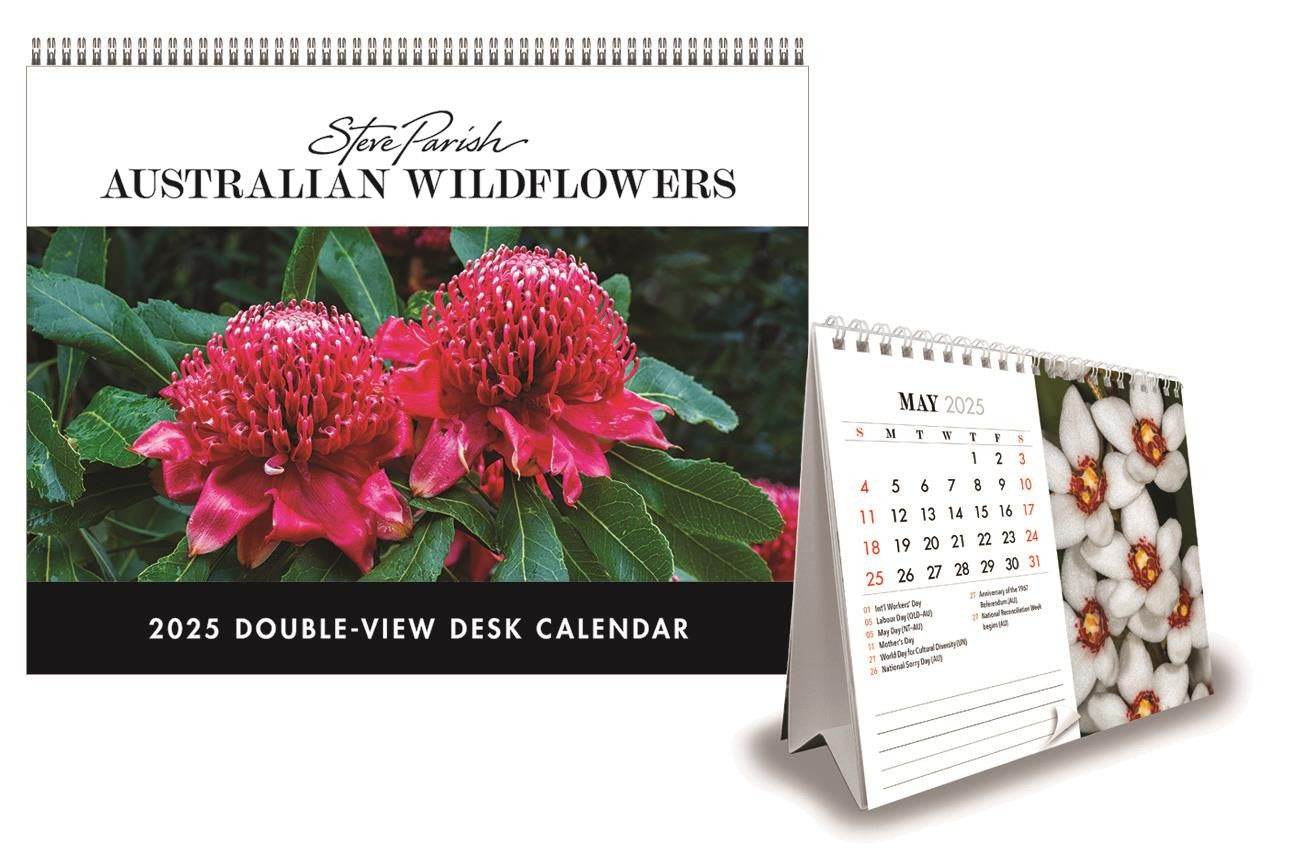 BROWN TROUT AUSTRALIAN WILDFLOWERS 2025 DOUBLE VIEW DESK EASEL CALENDAR