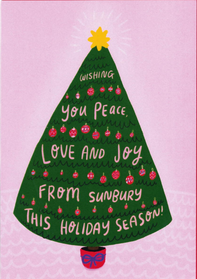 CARD LOCAL FROM SUNBURY WISHING YOU PEACE LOVE & JOY