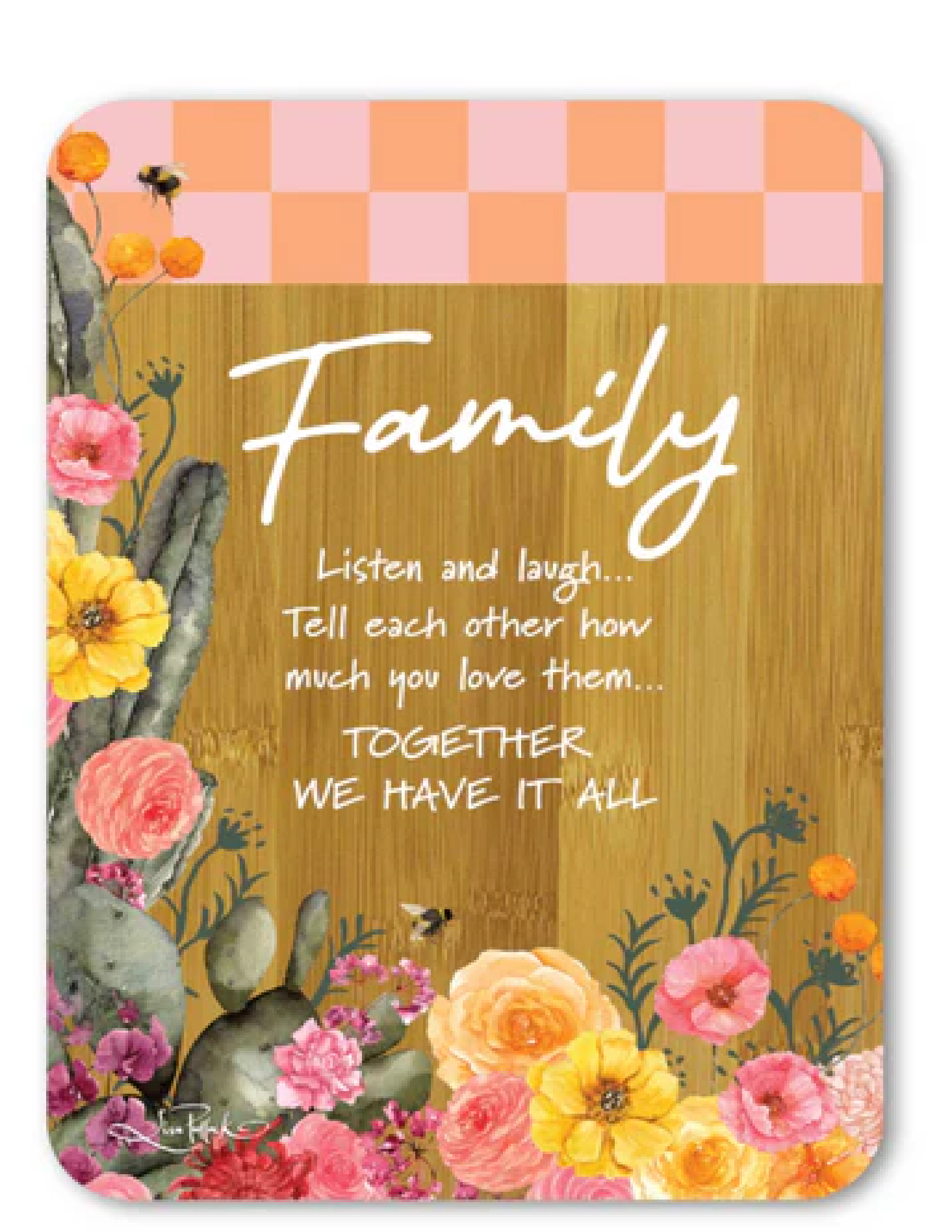 BAMBOO AFFIRMATION PLAQUE - FAMILY WILD FLOWERS