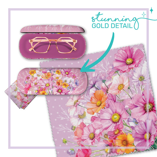GLASSES CASE W/CLEANING CLOTH WISTFUL WILDFLOWERS