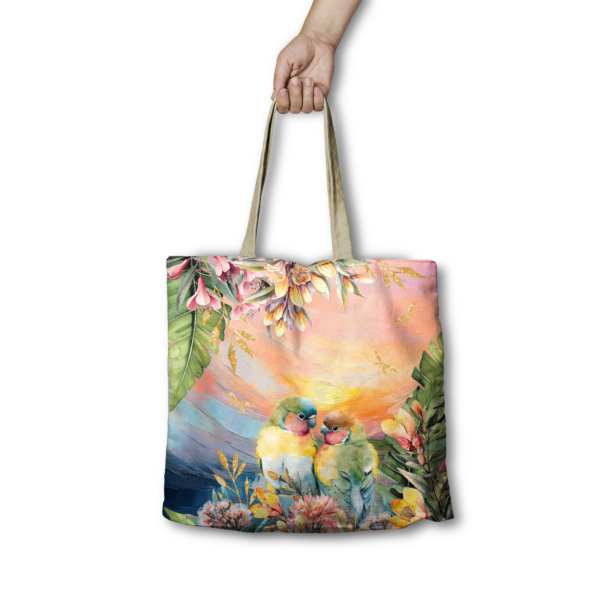 REUSABLE SHOPPING BAG 45CM SUNSET LOVE BIRDS