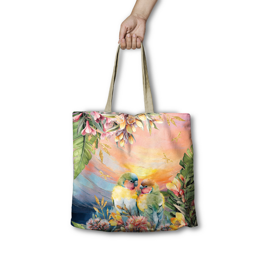 REUSABLE SHOPPING BAG 45CM SUNSET LOVE BIRDS